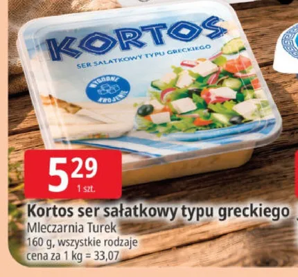 Ser sałatkowy typu greckiego Kortos Mleczarnia Turek promocja w Leclerc