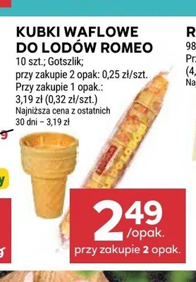 Kubki waflowe do lodów Romeo promocja w Stokrotka