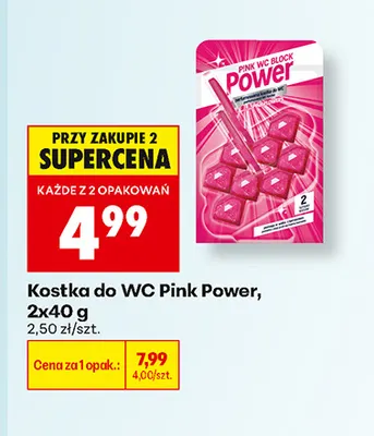 Kostka do WC Pink Power 2-pak promocja w Biedronka