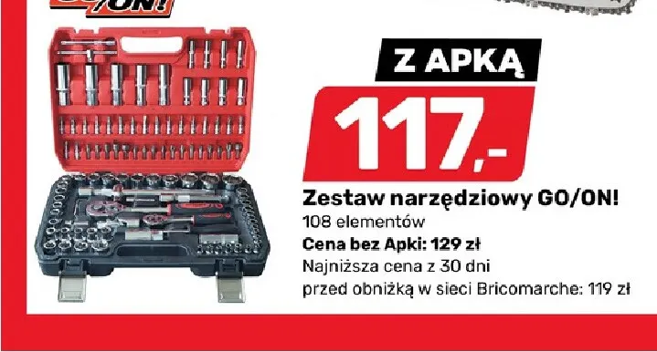 Zestaw narzędziowy GO/ON! 108 elementów promocja w Bricomarche