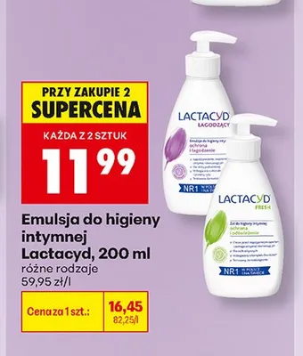 Emulsja do higieny intymnej Lactacyd Łagodzący promocja w Biedronka