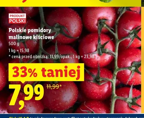 Polskie pomidory malinowe kiściowe promocja w Lidl