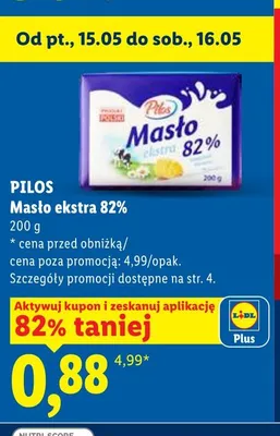 Masło ekstra 82% Pilos promocja w Lidl