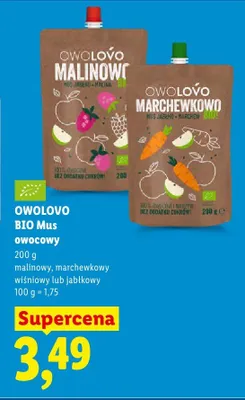 Mus owocowy Owolovo BIO jabłkowy promocja w Lidl