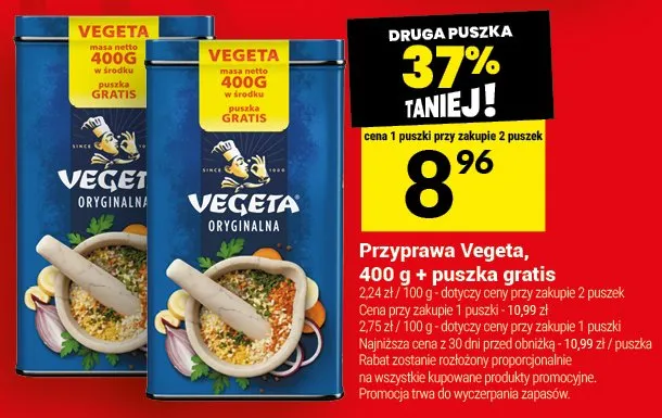Przyprawa Vegeta 400g + puszka gratis promocja w Twój Market