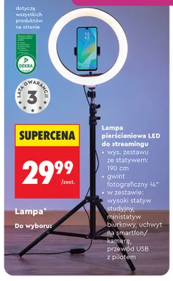 Lampa pierścieniowa LED do streamingu Hykker promocja w Biedronka