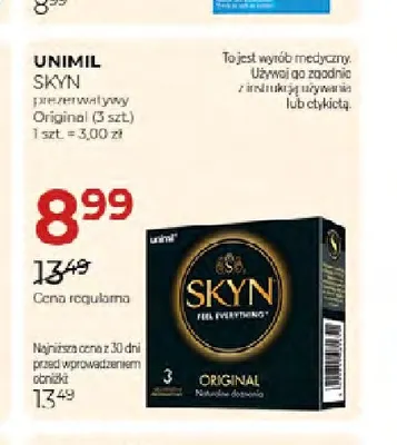 Prezerwatywy Skyn Original Unimil promocja w Drogerie Jawa