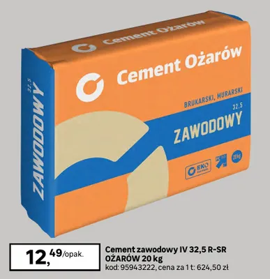 Cement zawodowy IV 32,5 R-SR OŻARÓW 20kg promocja w Leroy Merlin