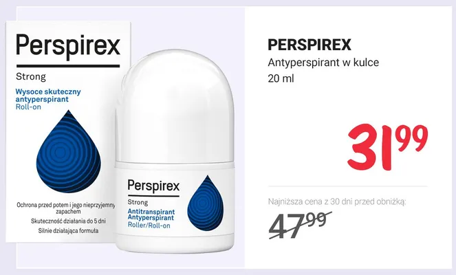 Antyperspirant w kulce Perspirex Strong promocja w Rossmann