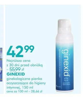 Ginekologiczna pianka oczyszczająca do higieny intymnej Ginexid promocja w Super-Pharm