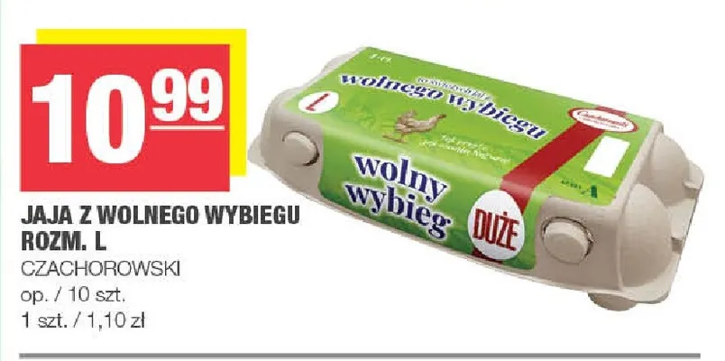 Jajka kurze z wolnego wybiegu rozm. L Czachorowski promocja w SPAR