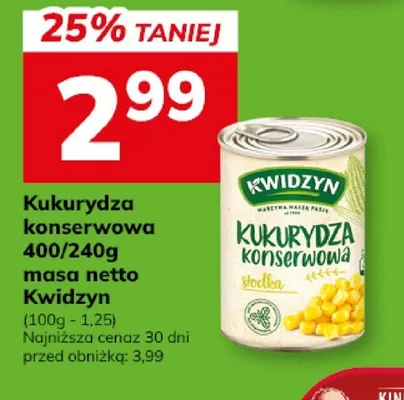 Kukurydza konserwowa 400/240g promocja w Hitpol