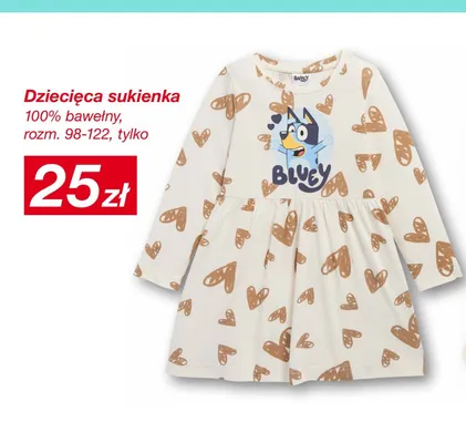 Dziecięca sukienka Bluey promocja w KiK