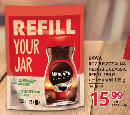 Kawa rozpuszczalna Classic refill Nescafé promocja w Selgros
