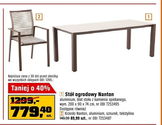 Stół ogrodowy Nanton promocja w OBI