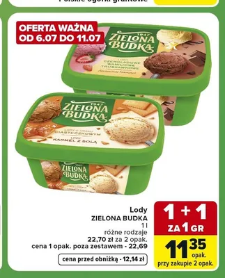 Lody ciasteczkowe karmel z solą Zielona Budka promocja w Carrefour Express