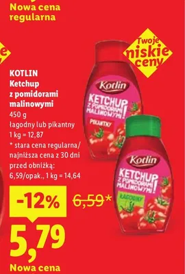 Ketchup z pomidorami malinowymi łagodny Kotlin promocja w Lidl