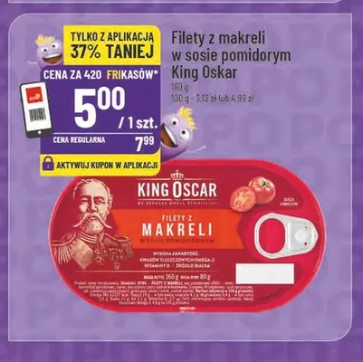 Filety z makreli w sosie pomidorowym King Oscar promocja w POLOmarket
