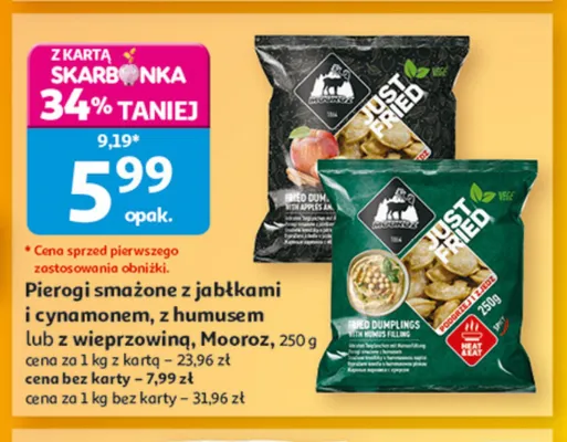 Pierogi smażone z jabłkami i cynamonem Mooroz promocja w Auchan