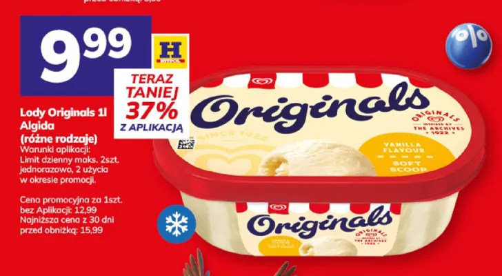 Lody Originals (Algida) (różne rodzaje) promocja w Hitpol