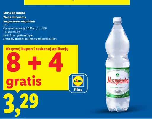 Woda mineralna magnezowo-wapniowa Muszynianka promocja w Lidl