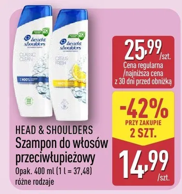 Szampon do włosów przeciwłupieżowy promocja w Aldi