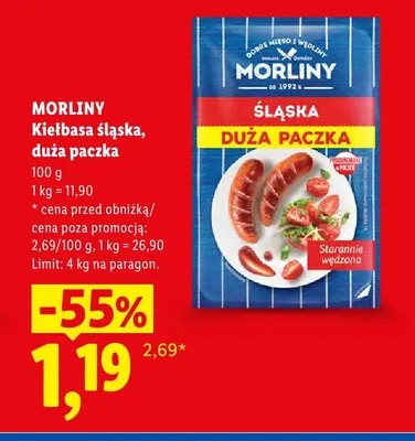 Kiełbasa śląska duża paczka Morliny promocja w Lidl