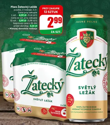 Piwo Żatecký Ležák 2 rodzaje promocja w Dino