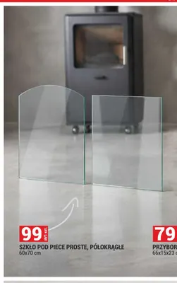 Szkło pod piece proste 60x70 cm promocja w Merkury Market