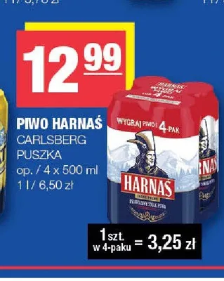 Piwo Harnaś Jasne Pełne 4-pak promocja w SPAR