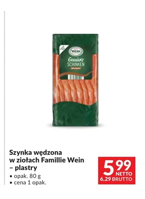 Szynka wędzona w ziołach w plastrach Famillie Wein promocja w Makro