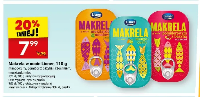 Makrela w sosie mango-curry Lisner promocja w Twój Market
