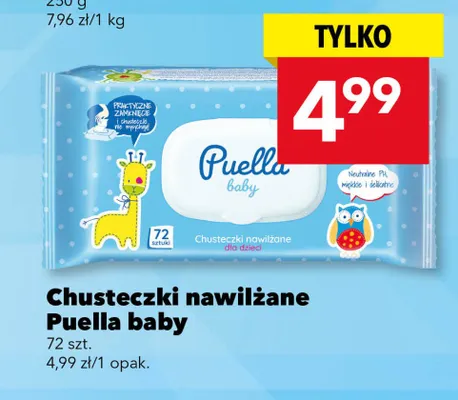 Chusteczki nawilżane Puella baby 72-pak promocja w LEWIATAN