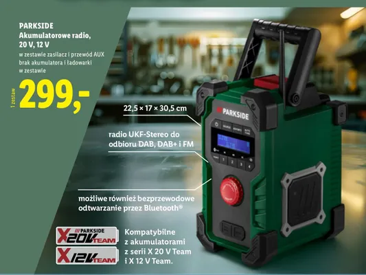 Akumulatorowe radio 20V 12V promocja w Lidl