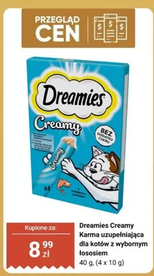 Karma uzupełniająca dla kotów Dreamies Creamy z wybornym łososiem 4-pak 10 g promocja w Biedronka