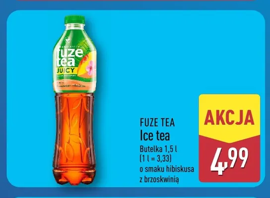 Ice tea o smaku hibiskusa z brzoskwinią Fuze promocja w Aldi