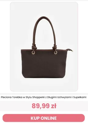 Pleciona torebka w stylu shopperki z długimi uchwytami i supełkami Renee promocja w Renee