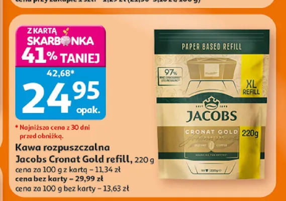 Kawa rozpuszczalna Jacobs Cronat Gold refill promocja w Auchan