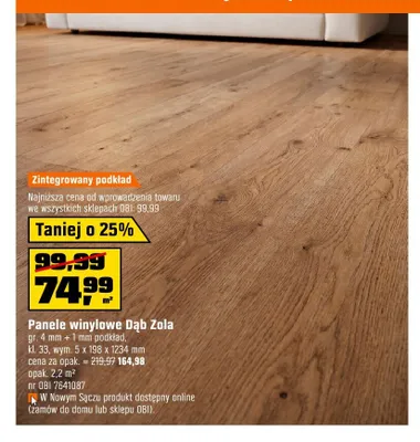 Panele winylowe Dąb Zola promocja w OBI