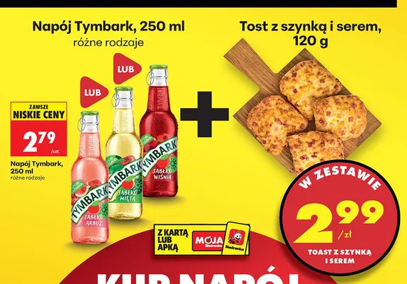Zestaw: Napój Tymbark + Tost z szynką i serem  promocja w Biedronka