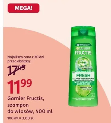 Szampon Fructis do włosów, 400ml promocja w Rossmann