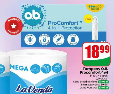 Tampony O.B. ProComfort 4w1 promocja w Dino