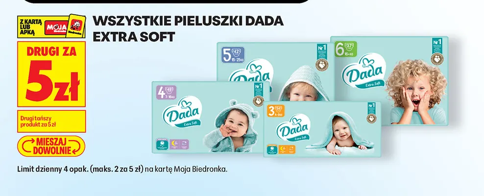 Pieluszki Dada Extra Soft promocja w Biedronka