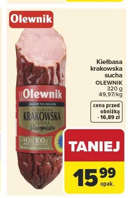 Kiełbasa krakowska sucha Olewnik promocja w Carrefour Market