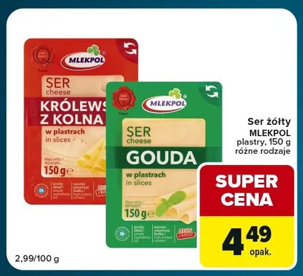 Ser Królewski z Kolna w plastrach Mlekpol promocja w Globi