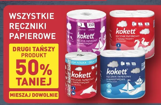 Ręcznik papierowy Kokett 2-warstwowy 96 listków promocja w Aldi