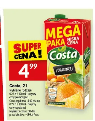 Napój Costa Pomarańcza promocja w Twój Market