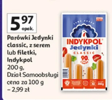 Parówki łędynki classic, z serem lub filetki promocja w Auchan