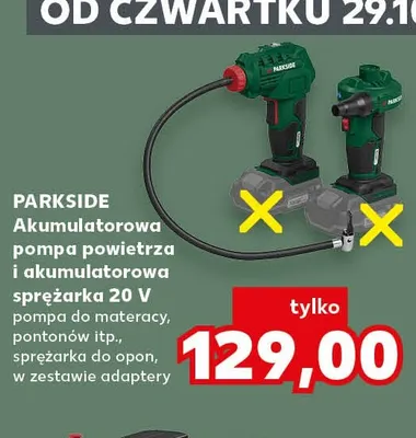 Zestaw akumulatorowa pompa powietrza i akumulatorowa sprężarka 20V Parkside promocja w Kaufland