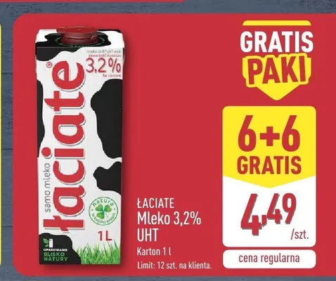 Mleko Łaciate 3,2% UHT promocja w Aldi